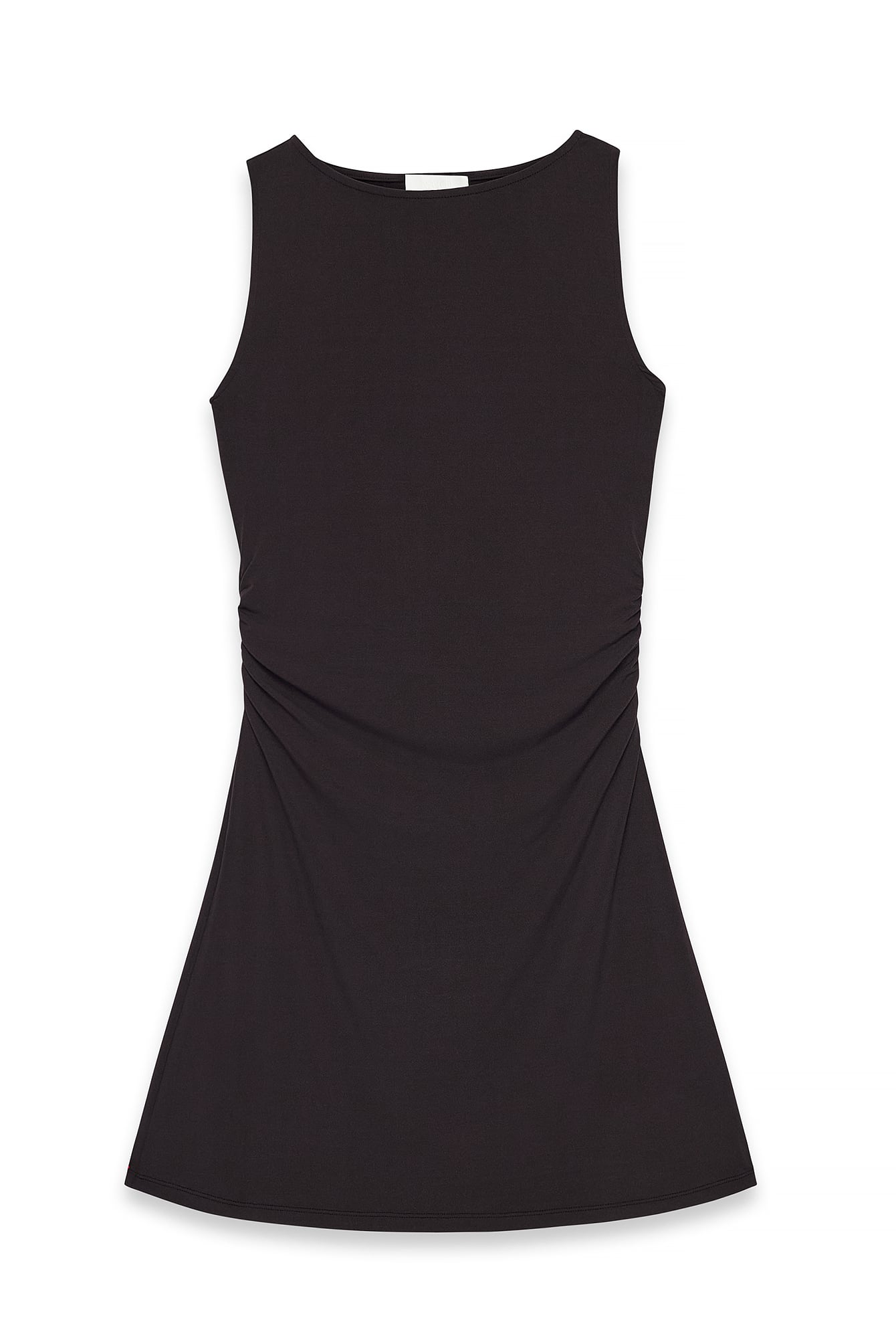 Bruine mouwloze jersey jurk mini