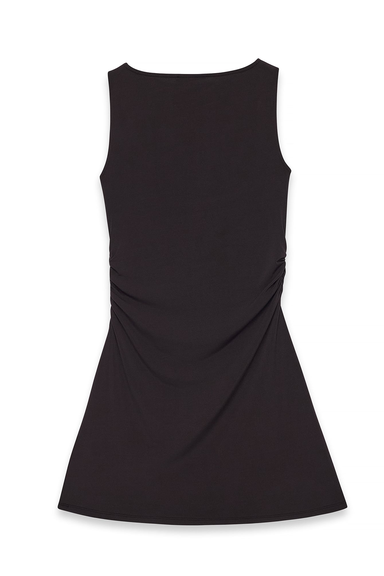 Bruine mouwloze jersey jurk mini