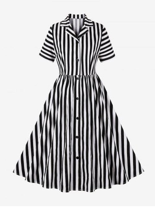 Gestreept Vintage Hemdjapon Zwart - Comfort meets Chic