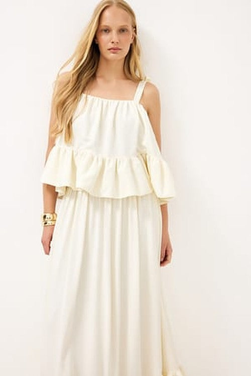 Tie Shoulder Ruffle Top - Elegant Blousemodel in Zacht Linne