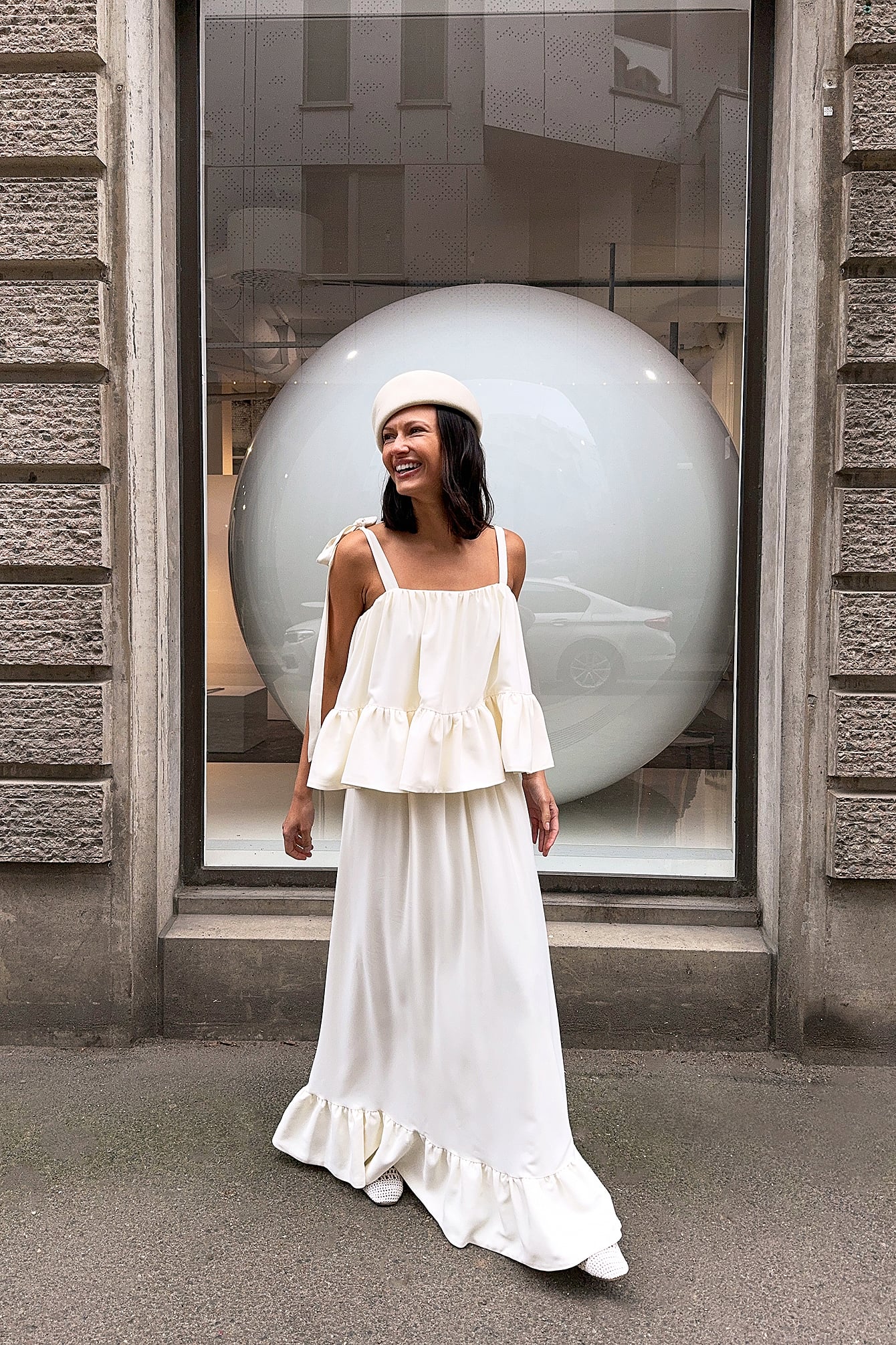 Tie Shoulder Ruffle Top - Elegant Blousemodel in Zacht Linne