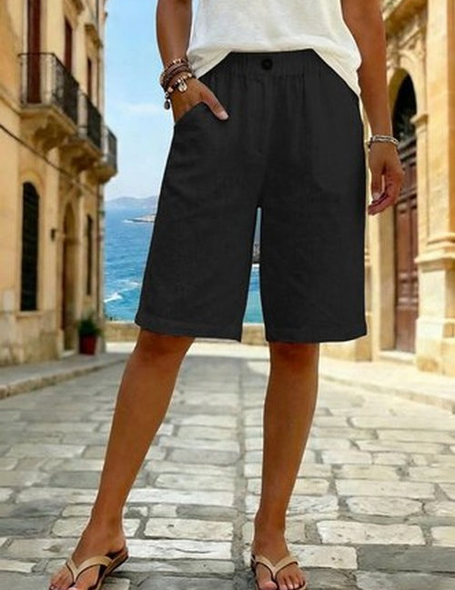 Vintage Rechte Shorts in Naturel - Casual Comfort