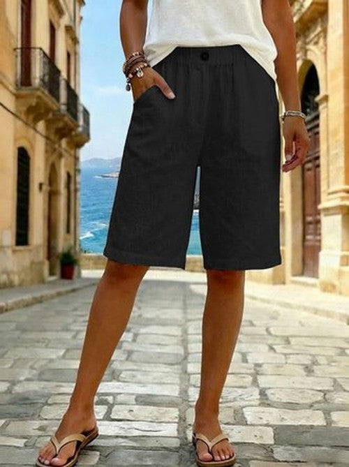 Vintage Rechte Shorts in Naturel - Casual Comfort