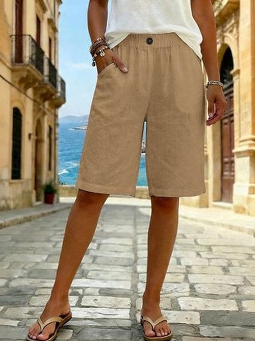 Vintage Rechte Shorts in Naturel - Casual Comfort