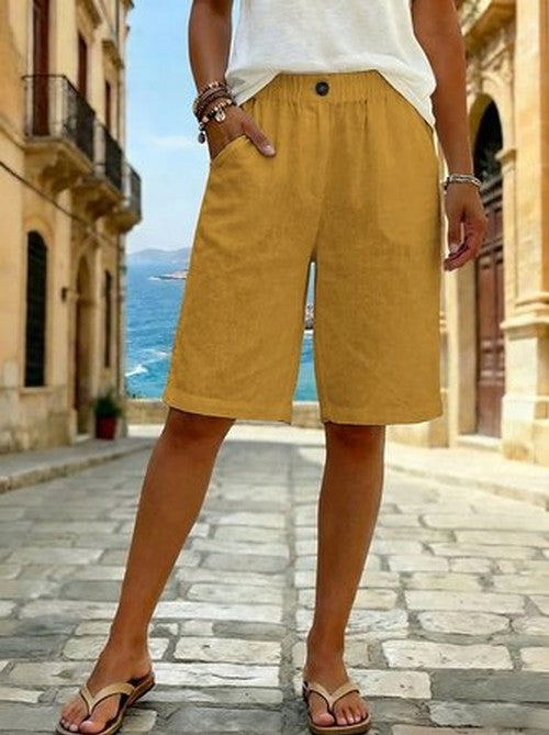 Vintage Rechte Shorts in Naturel - Casual Comfort