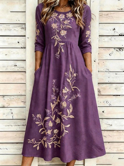 Witte Maxi Jurk met Bloemenprint en Korte Mouwen
