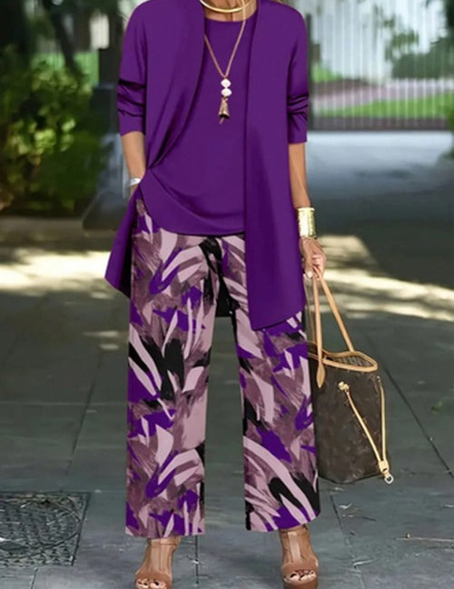 Abstract Print Matching Set Lange Mouwen Casual Herfst