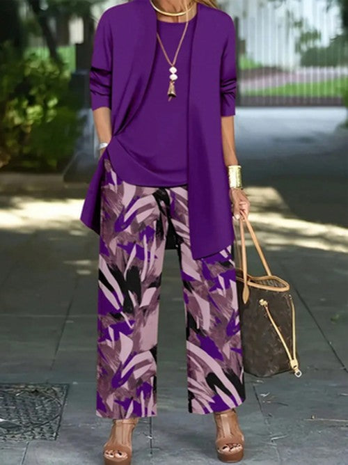 Abstract Print Matching Set Lange Mouwen Casual Herfst