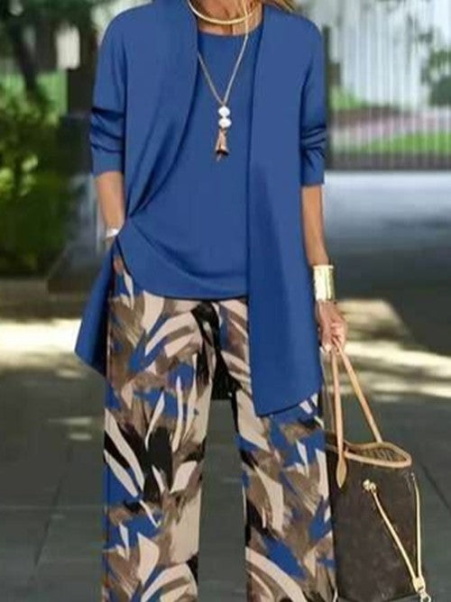 Abstract Print Matching Set Lange Mouwen Casual Herfst