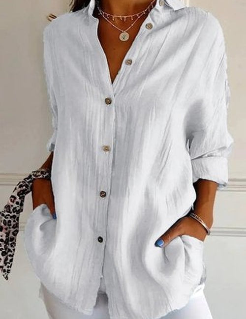Katoenen casual blouse plain - eenvoudig en veelzijdig