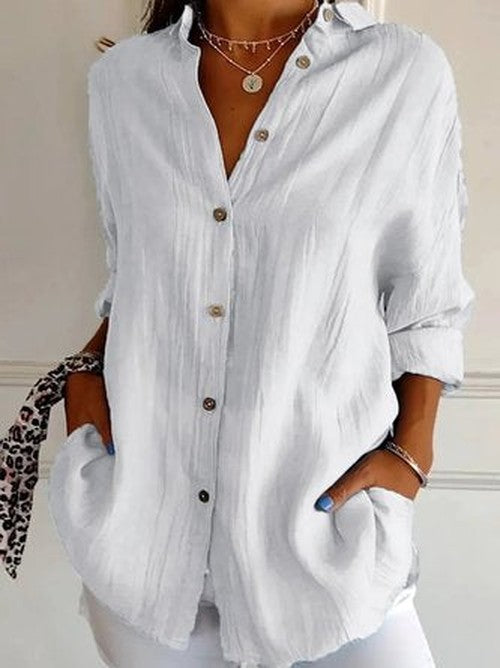 Katoenen casual blouse plain - eenvoudig en veelzijdig