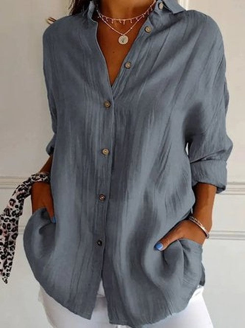 Katoenen casual blouse plain - eenvoudig en veelzijdig