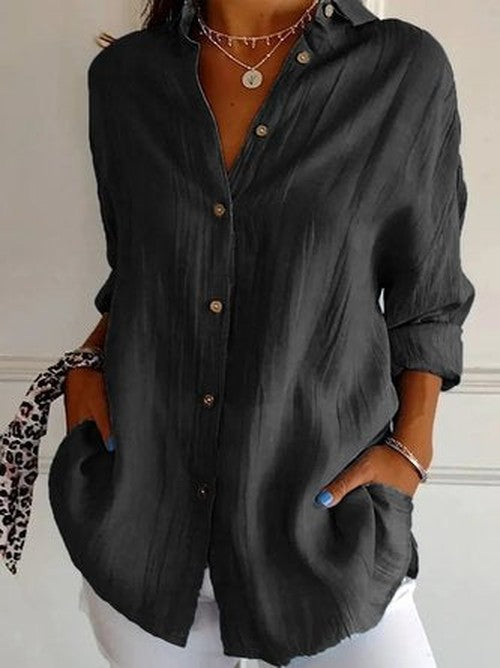 Katoenen casual blouse plain - eenvoudig en veelzijdig