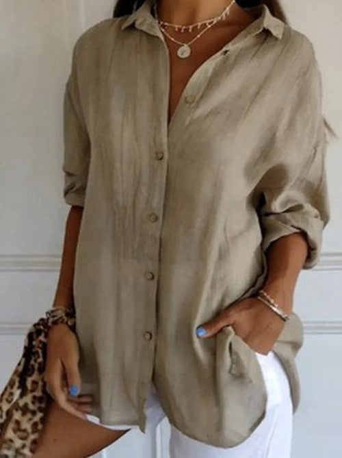 Katoenen casual blouse plain - eenvoudig en veelzijdig