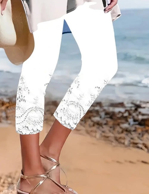 Bloemen Capribroek met Elastische Taille - Zomers Comfort