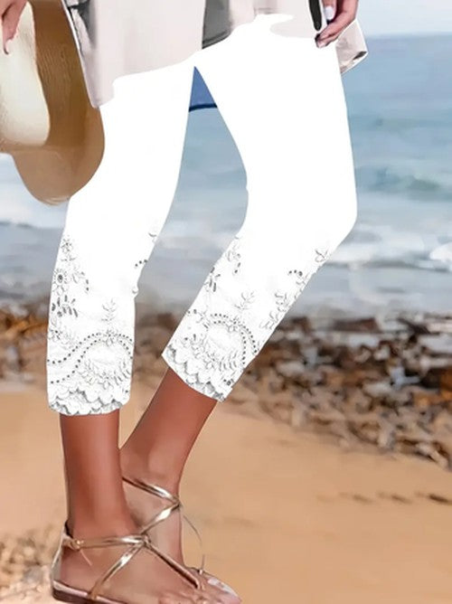 Bloemen Capribroek met Elastische Taille - Zomers Comfort