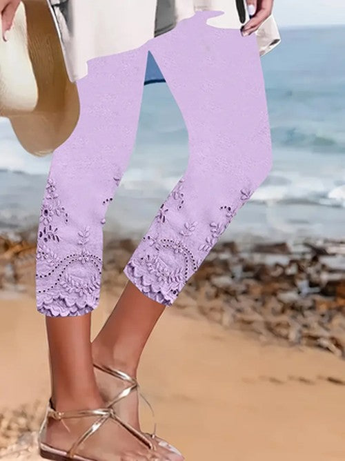 Bloemen Capribroek met Elastische Taille - Zomers Comfort