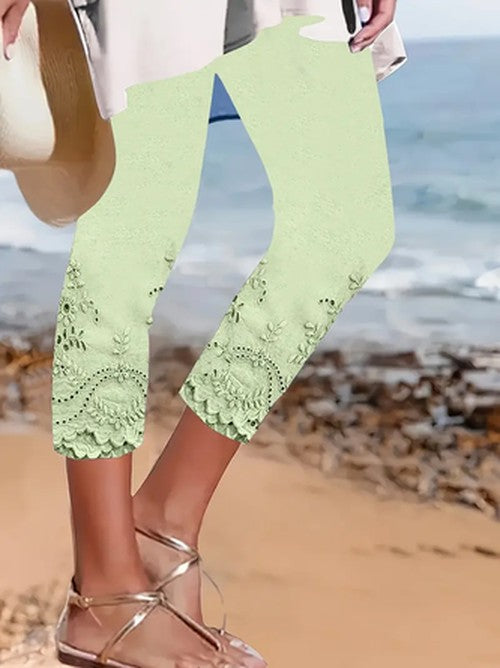 Bloemen Capribroek met Elastische Taille - Zomers Comfort