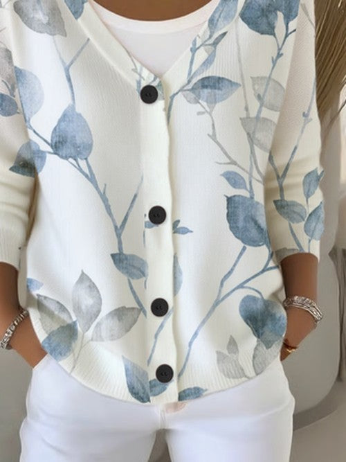 Bloemenpatroon Cardigan met Lange Mouwen - Comfy Casual