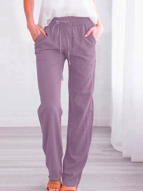 Effen Casual Broek Dames – Comfortabele Lange Broek Lente/He