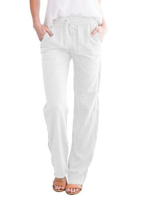 Effen Casual Broek Dames – Comfortabele Lange Broek Lente/He