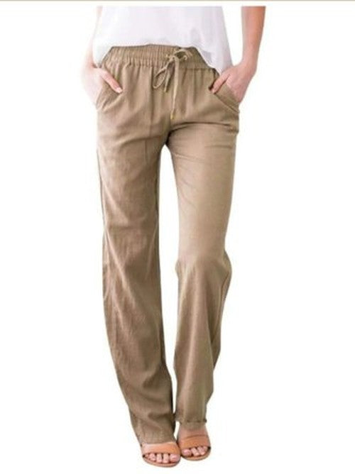 Effen Casual Broek Dames – Comfortabele Lange Broek Lente/He