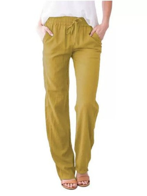 Effen Casual Broek Dames – Comfortabele Lange Broek Lente/He