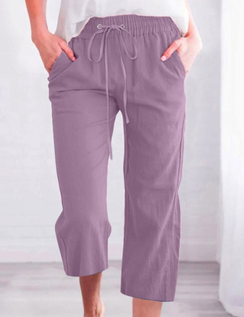 Linnen broek hoge taille comfortabel losvallend