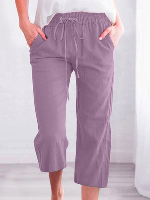 Linnen broek hoge taille comfortabel losvallend
