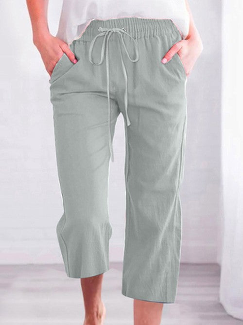 Linnen broek hoge taille comfortabel losvallend