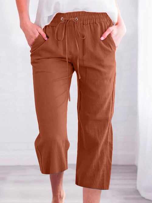 Linnen broek hoge taille comfortabel losvallend