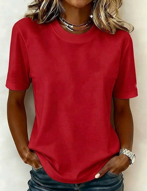 Wit T-shirt met Print Korte Mouw Ronde Hals Zomer