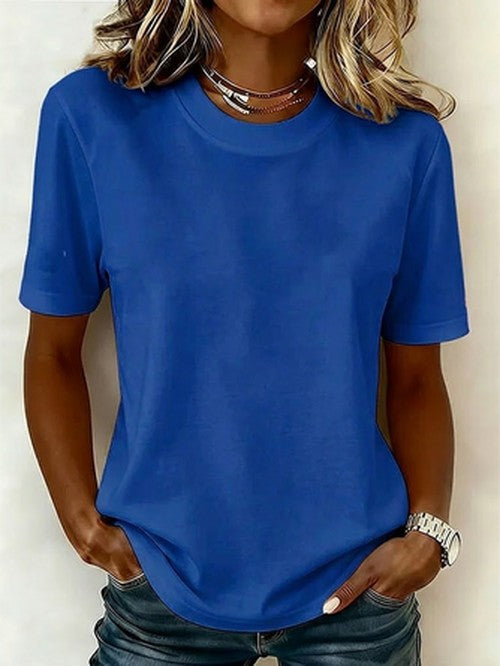 Wit T-shirt met Print Korte Mouw Ronde Hals Zomer