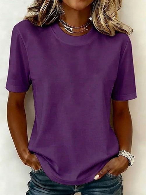 Wit T-shirt met Print Korte Mouw Ronde Hals Zomer
