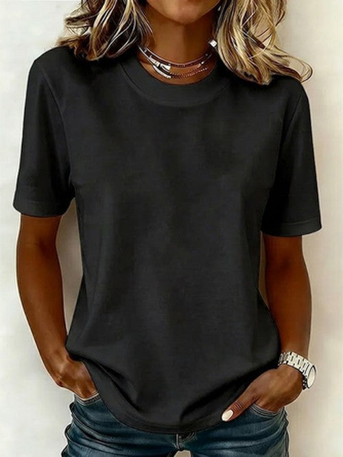 Wit T-shirt met Print Korte Mouw Ronde Hals Zomer