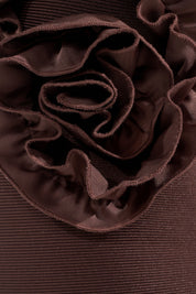 Flocked Maxi Jurk Chocoladebruin | Avond & Feest