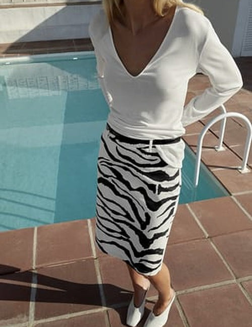 Zebra Print Rok Midden Taille – Casual Chic