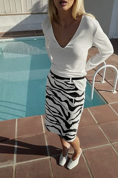 Zebra Print Rok Midden Taille – Casual Chic